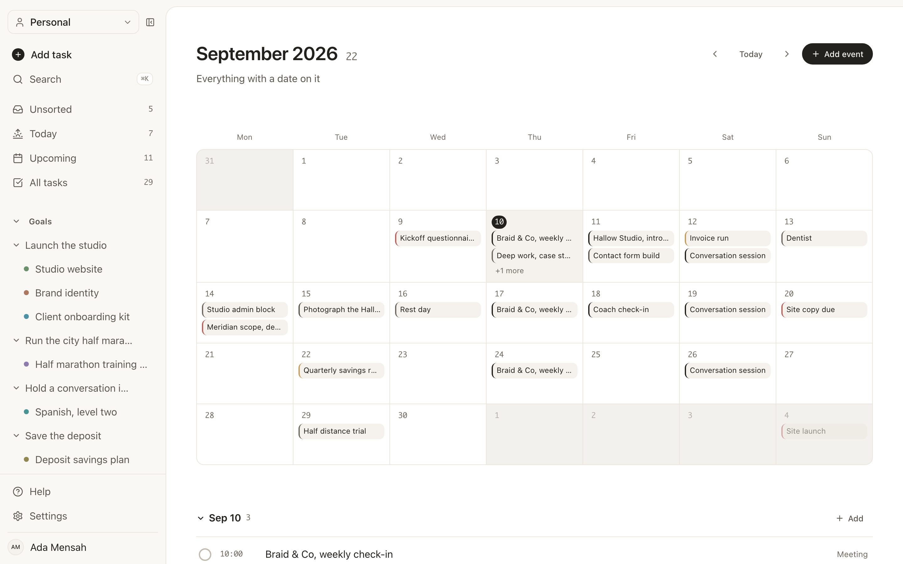 EvyOS, Calendar