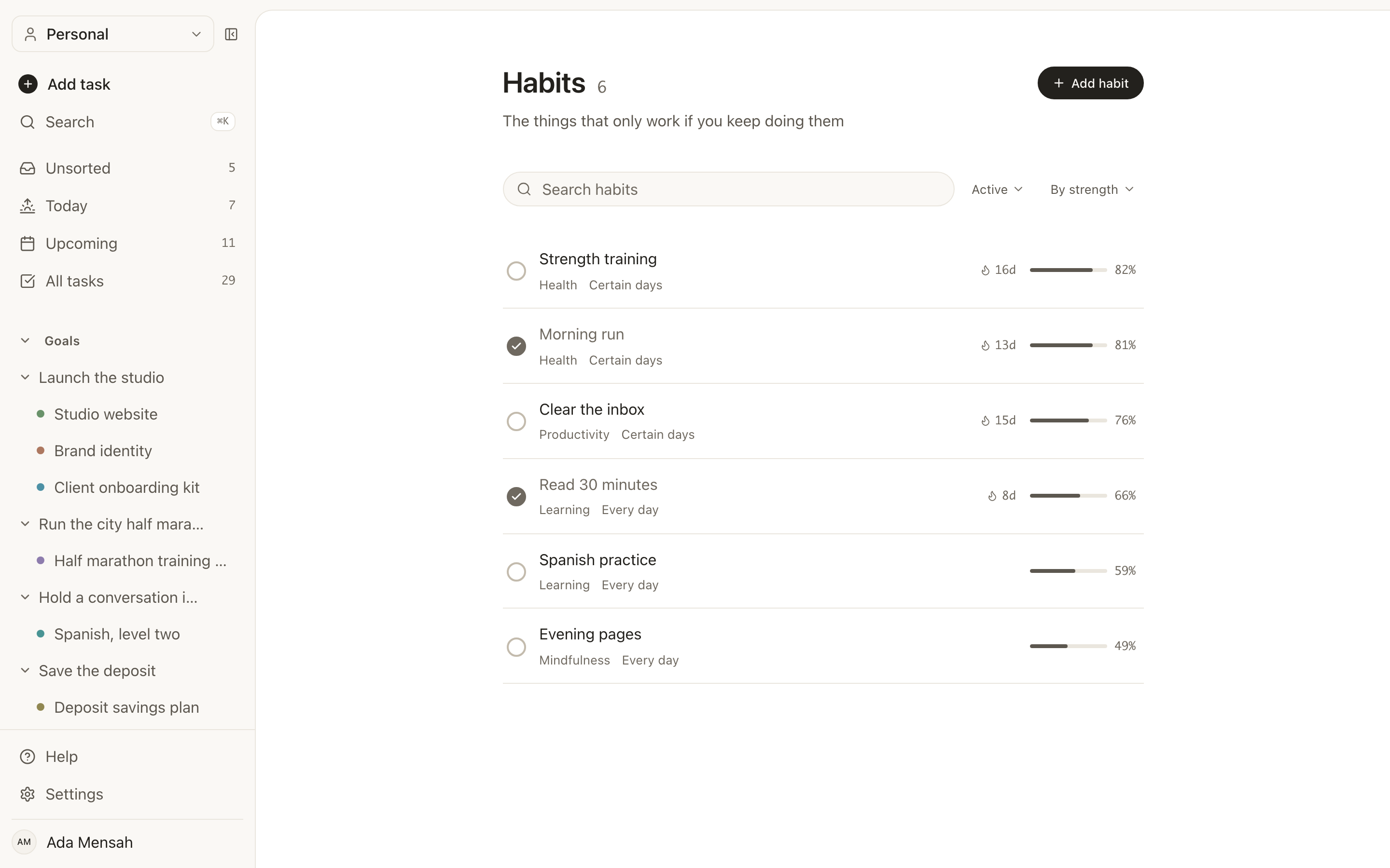 EvyOS, Habits